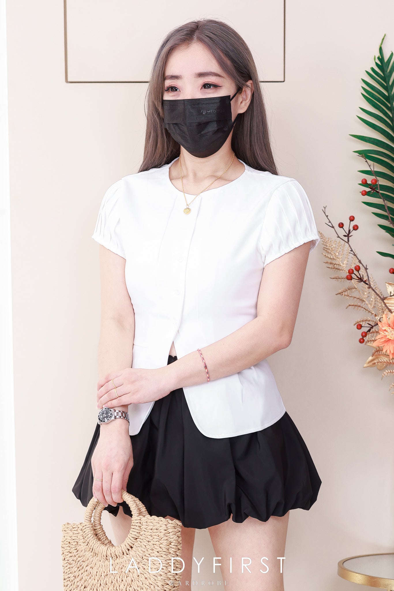 【T98228】袖子压褶设计西装法式时装上衣 ❤️❤️