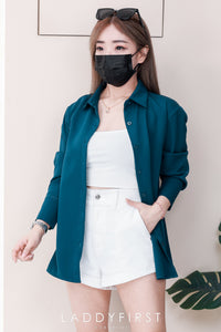 【T80340】＊订单不断＊ 独家爆款高品质韩式宽松版多巴胺色系翻领长袖西装衬衫上衣❤️【A-R1-C5】