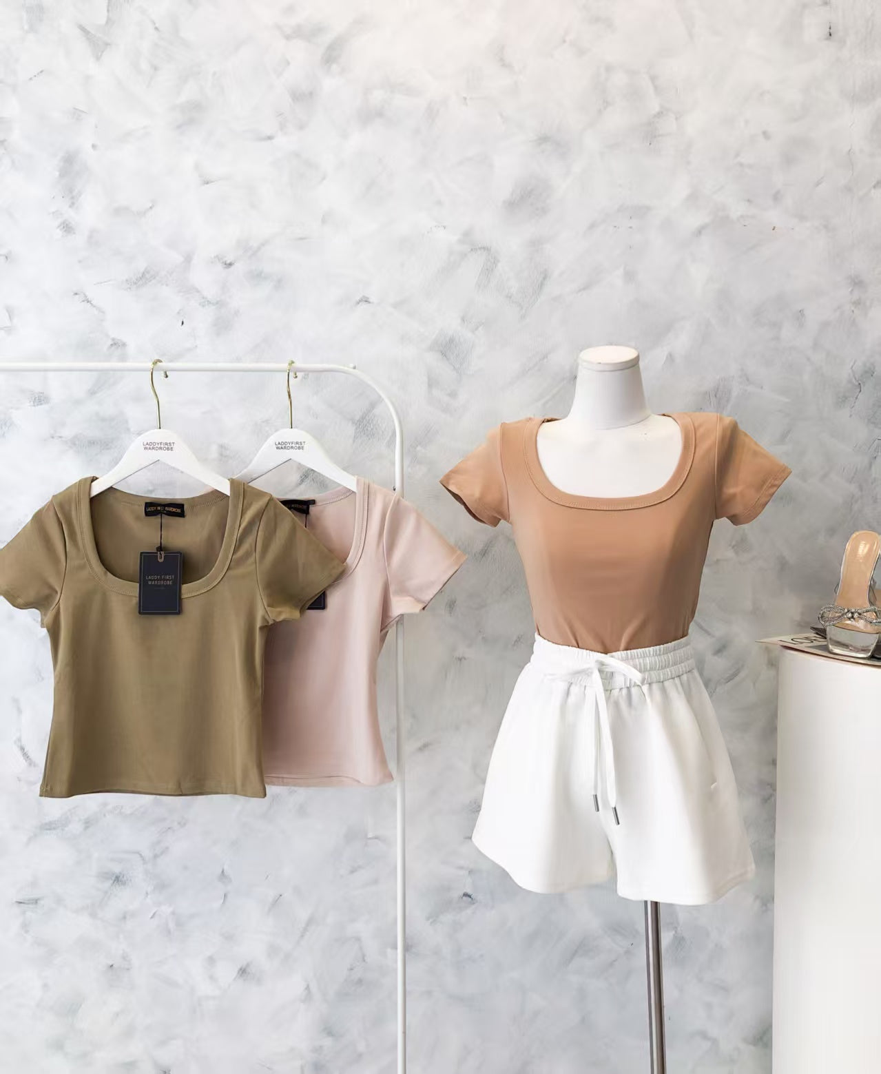 【T2342-1】⚡补货预订款⚡独家爆款高品质大U领短袖纯棉弹力简约日常百搭上衣 ❤❤