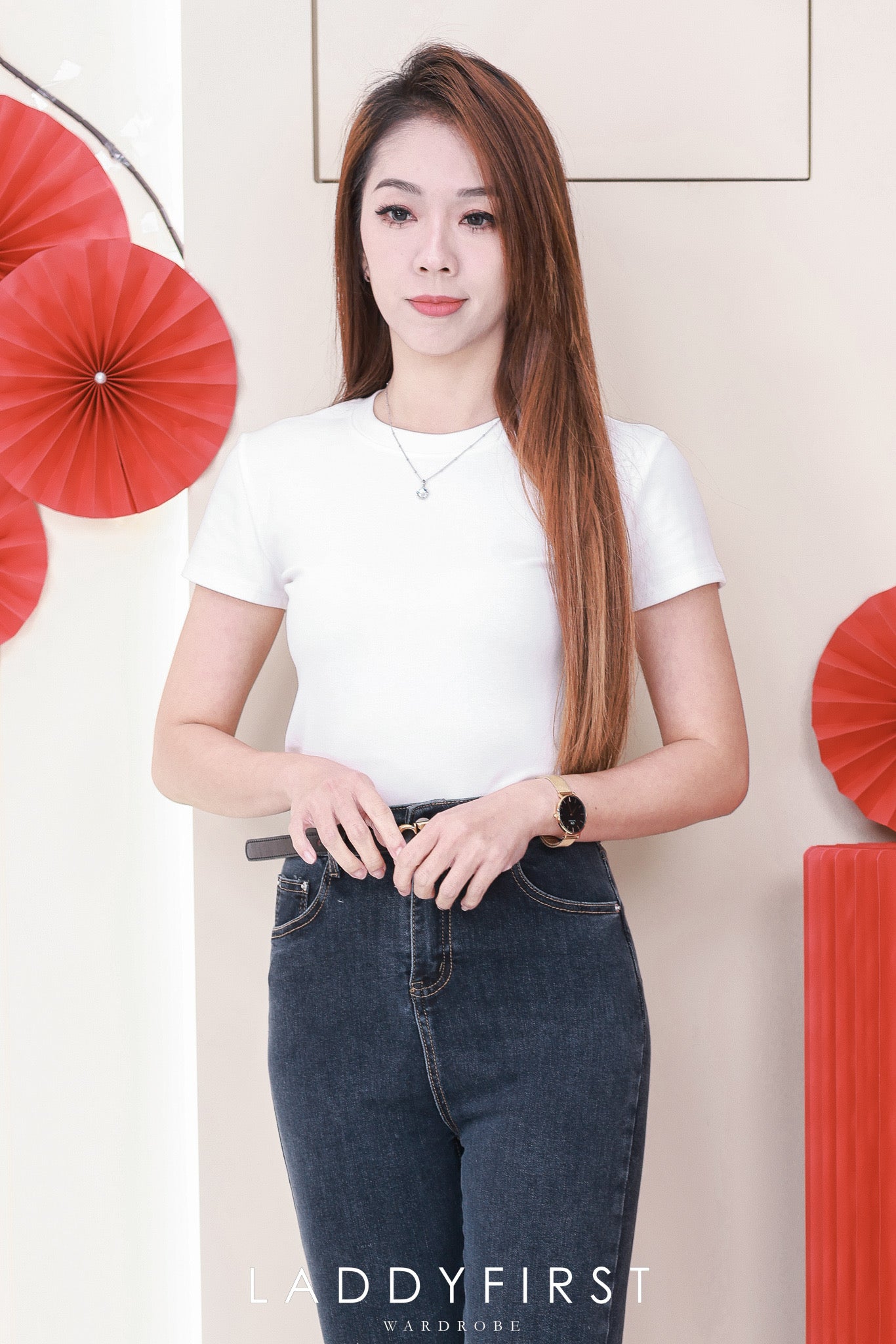 【L560】高品质高腰修身显瘦牛仔窄脚九分长裤，有口袋 #COTTON弹力牛仔面料 ❤️❤️