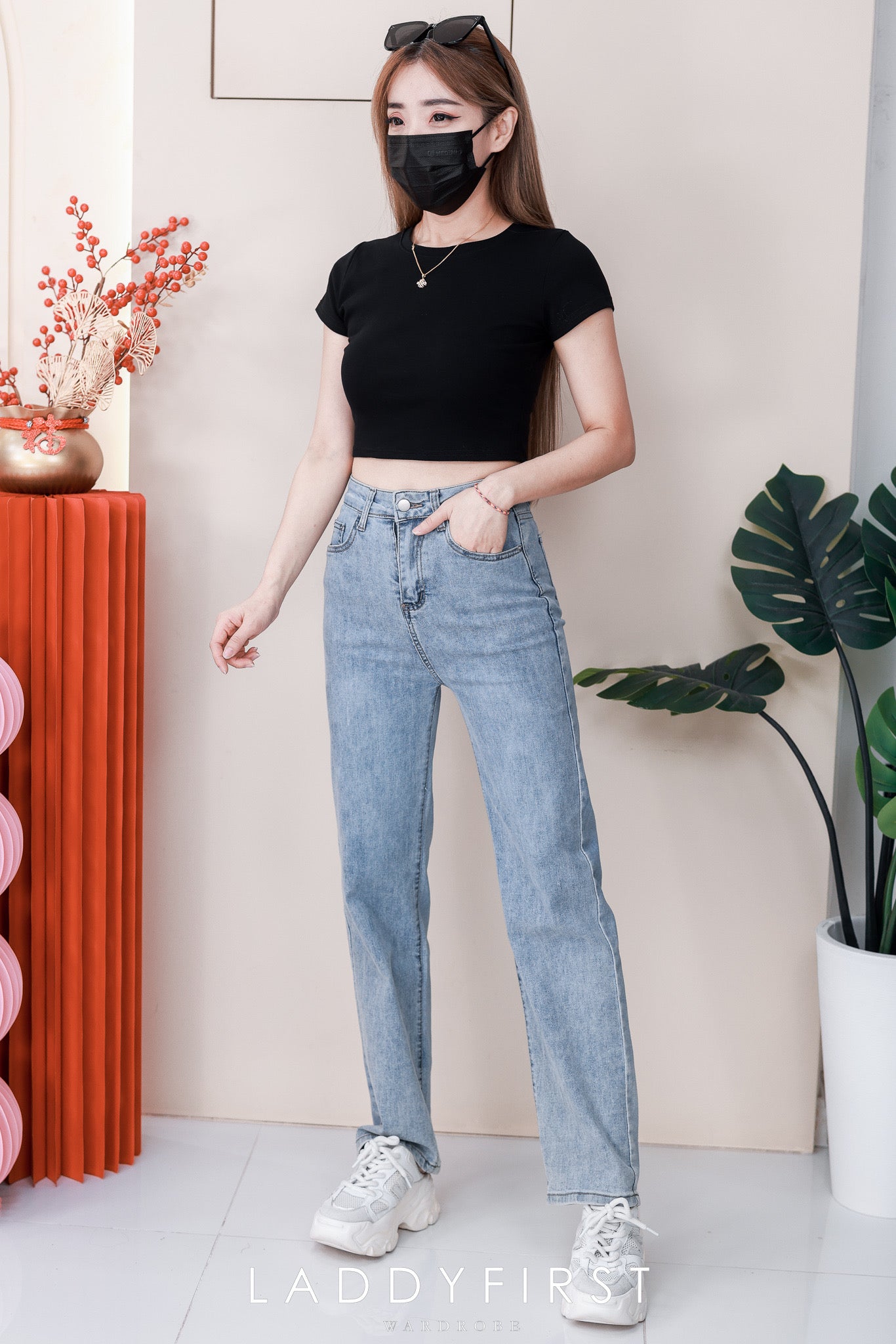 【L5045-1】⚡补货预订款⚡独家爆款高品质高腰显瘦牛仔窄脚长裤，有口袋 #COTTON弹力牛仔面料 ❤️❤️