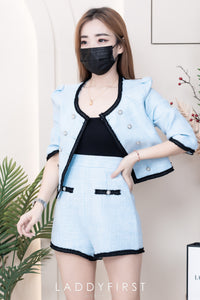 【SS3350】【独家小圆饼】独家小圆饼两件式高档小香风时尚套装 气质小香长袖上衣外套➕小香高腰短裤 ❤️❤️【B-R1-C5】