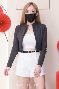 【T12773】高品质气质罗马短版长袖上衣/外套，有肩垫 ❤❤