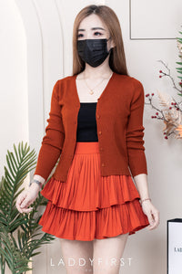 【S68114】【独家小圆饼】双层蛋糕百褶荷叶边高腰显瘦西装裙子，内层里布短裤【B-R1-C2】