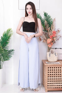 【T3398】V领小皱褶设计细带无袖纯棉弹力内搭上衣 ❤❤ 【B-R2-C4】