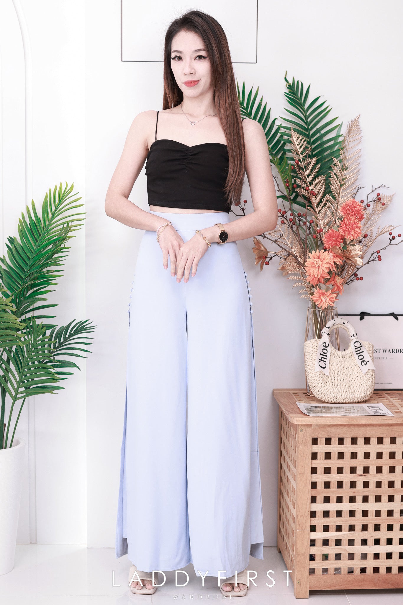 【T3398】V领小皱褶设计细带无袖纯棉弹力内搭上衣 ❤❤ 【B-R2-C4】