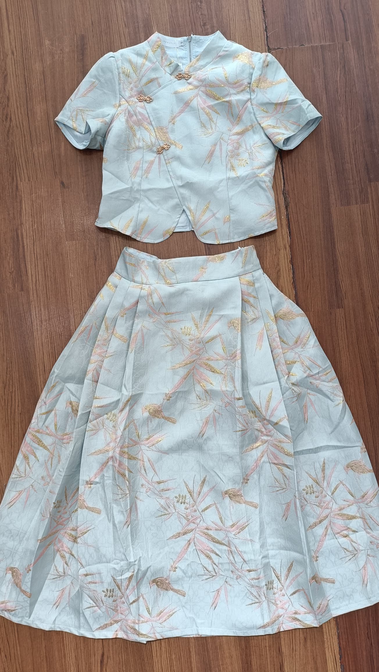 【SS614】【补厂家现货⚡⚡】高品质两件式高级感国风新中式马面裙提花旗袍套装 旗袍上衣➕马面长裙，有口袋 ❤️❤️