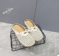 【R58332】✨现货✨高品质PU渔网蝴蝶结凉鞋 ❤️