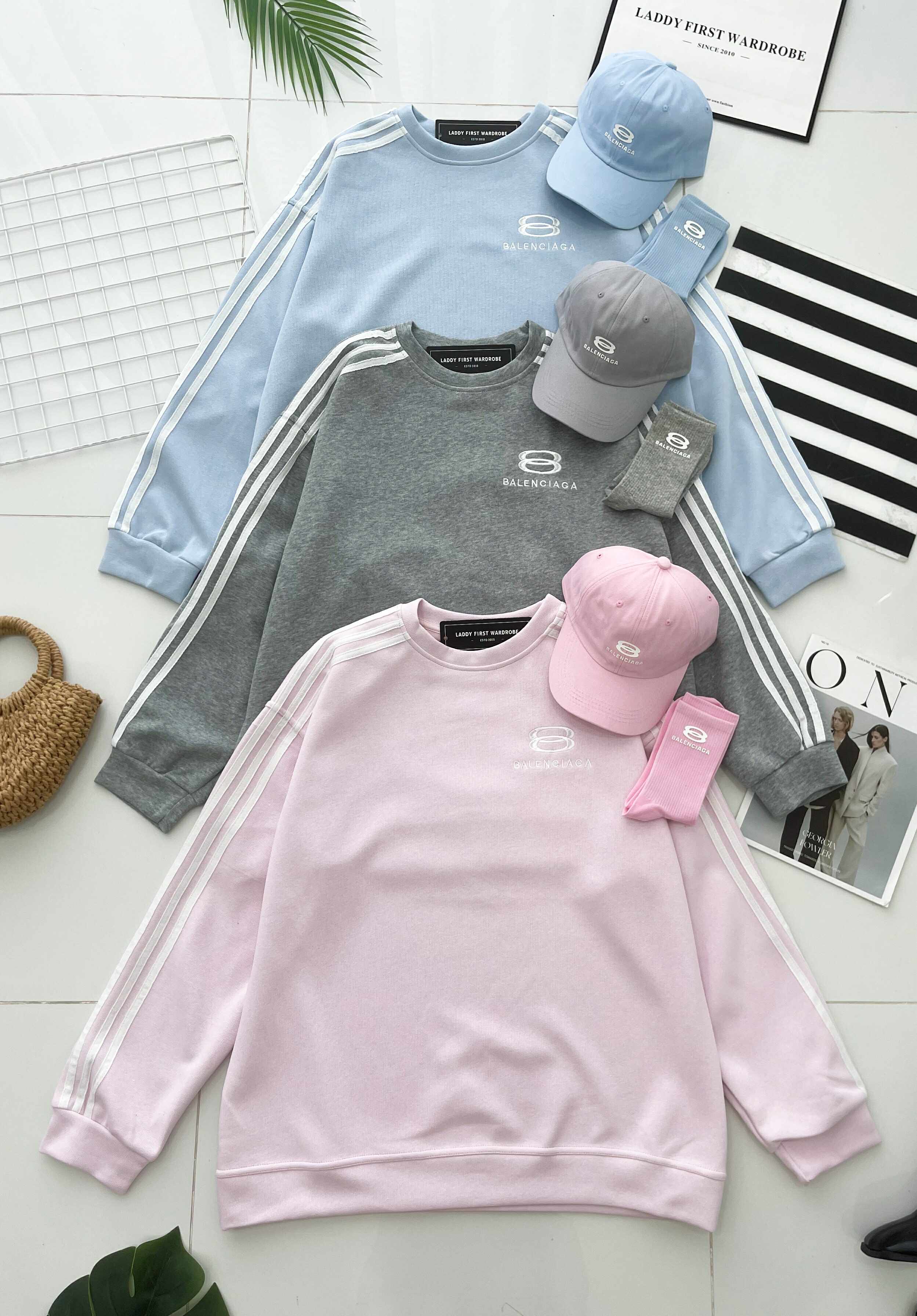 【O80112】高品质三件套男女同款厚实卫衣棉Oversized 潮流时尚长袖上衣 ❤️❤️ 上衣👕➕帽子🧢➕袜子🧦*