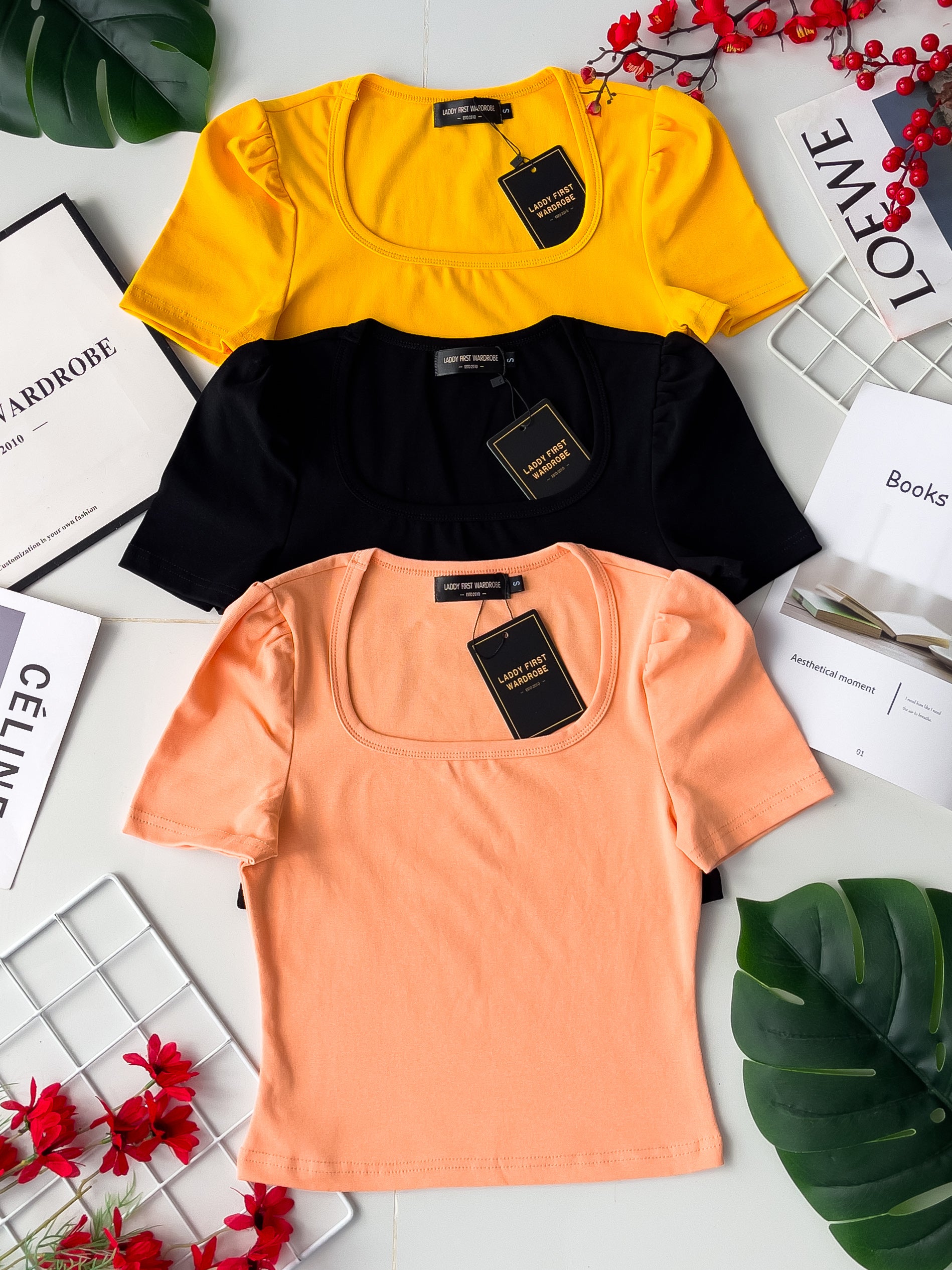 【T3329】独家爆款方领短袖纯棉弹力简约休闲百搭上衣 ❤️❤️ 【A-R3-C2】