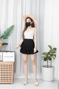 【T3358】V领小皱褶设计细带无袖纯棉弹力内搭上衣 ❤❤【A-R2-C2】