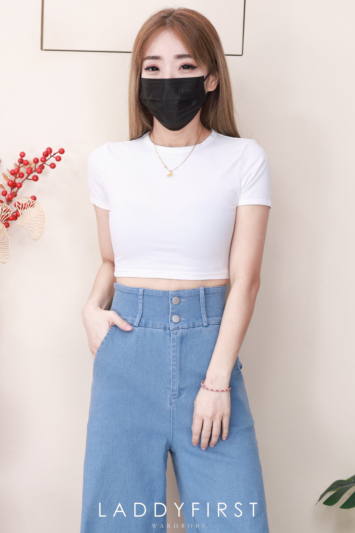 【L5822】高品质COTTON JEANS气质直筒阔脚牛仔百搭长裤，有口袋 ❤️❤️【A-R1-C3】