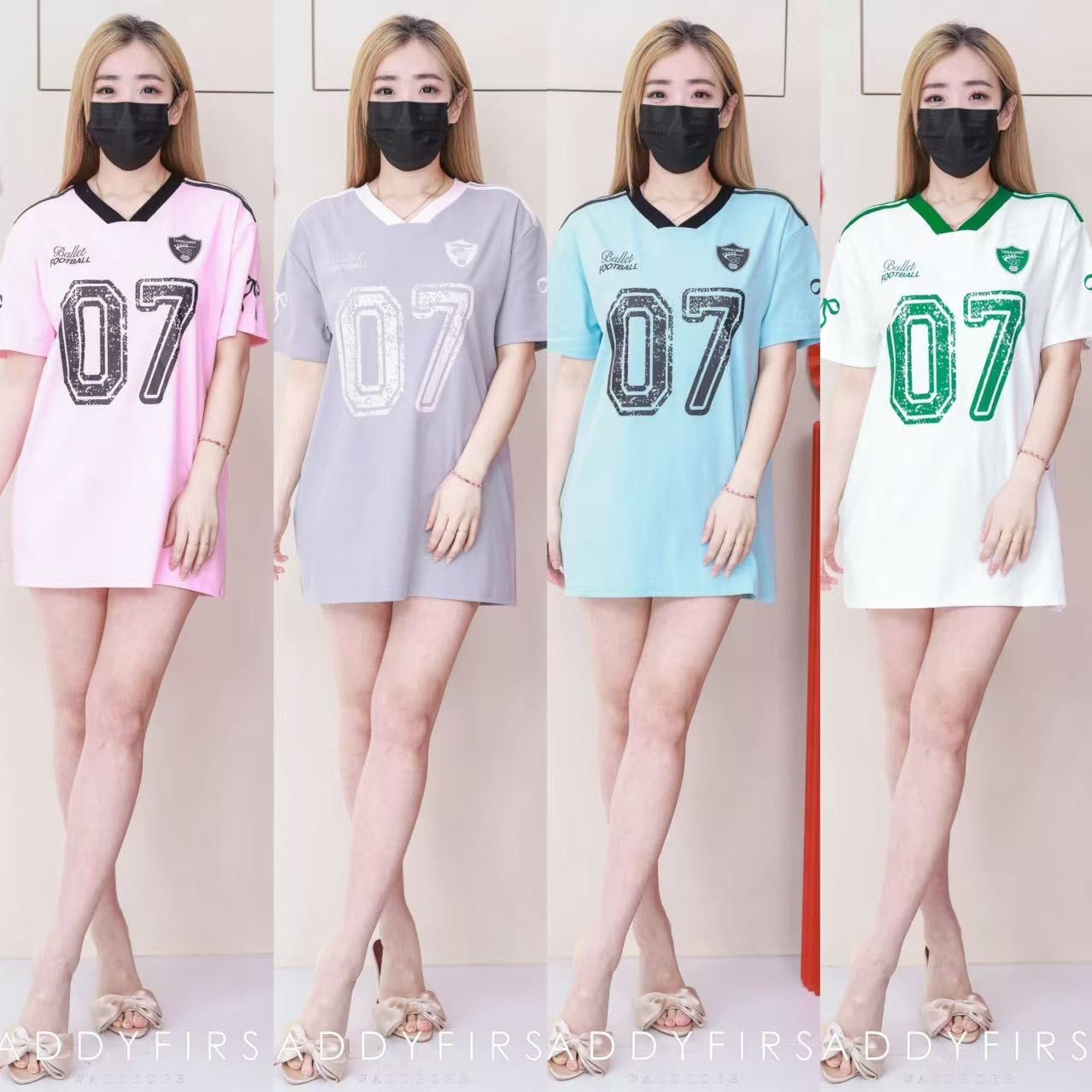 【T14038 / 8988】高品质拼色V领纯棉弹力宽松版球衣Oversized 百搭上衣 ❤️❤️