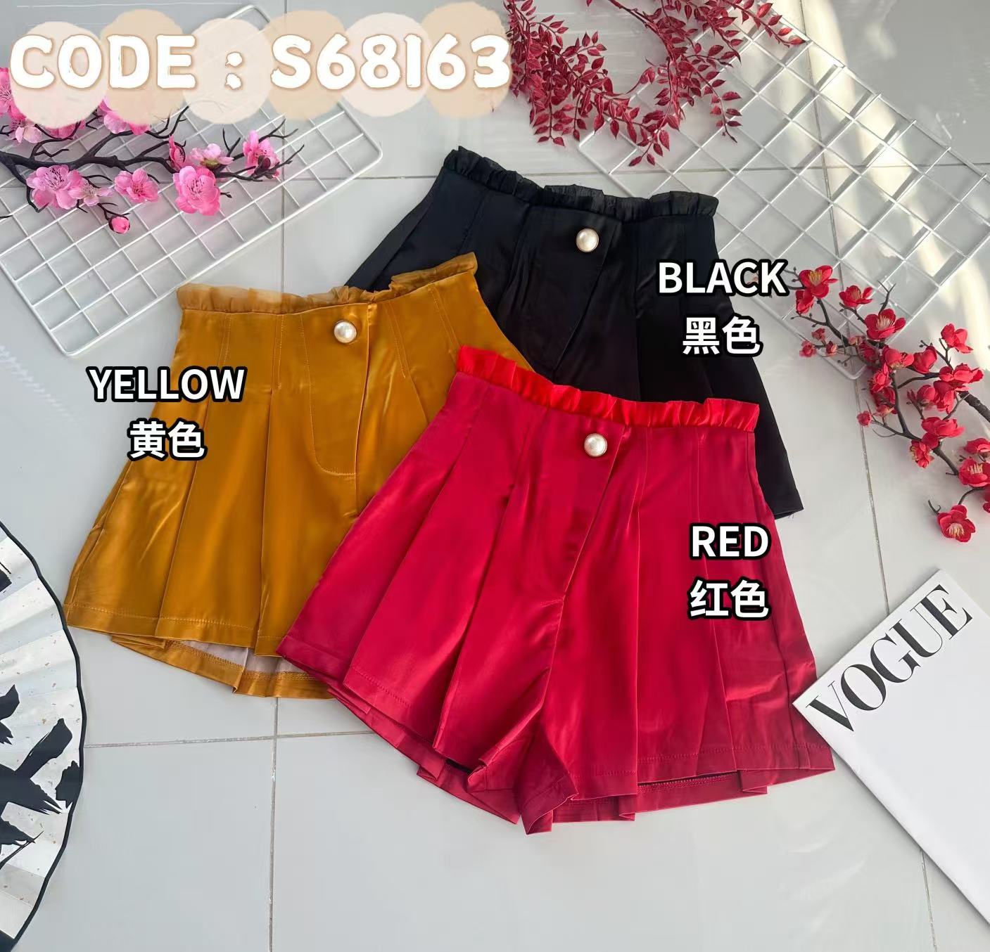 【S68163】高品质网纱花苞拼接缎面时装高腰百搭短裤 ❤️❤️ 【A-R2-C6】