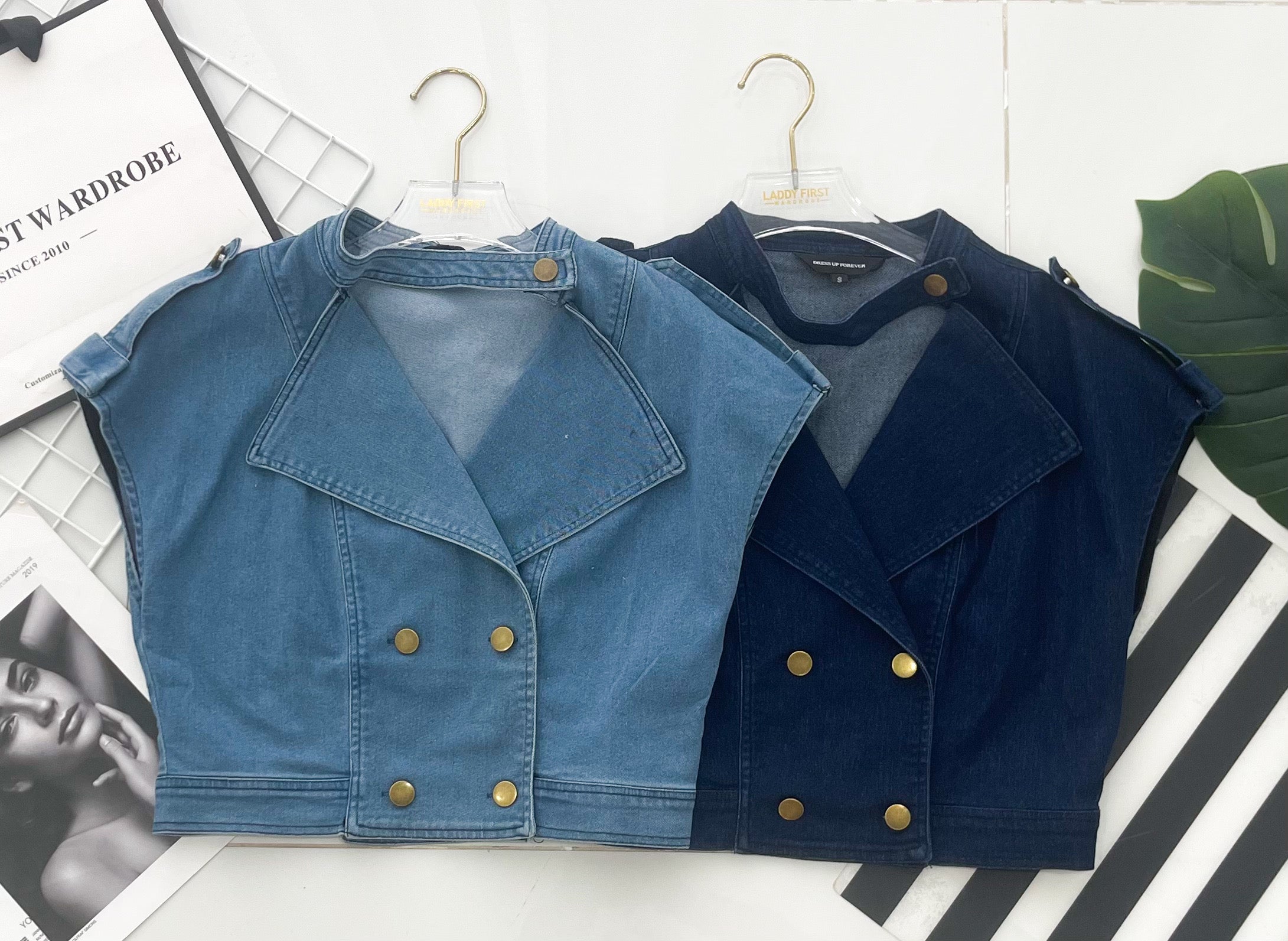 【JK520265】高品质气质出袖COTTON JEANS牛仔百搭上衣 ❤❤