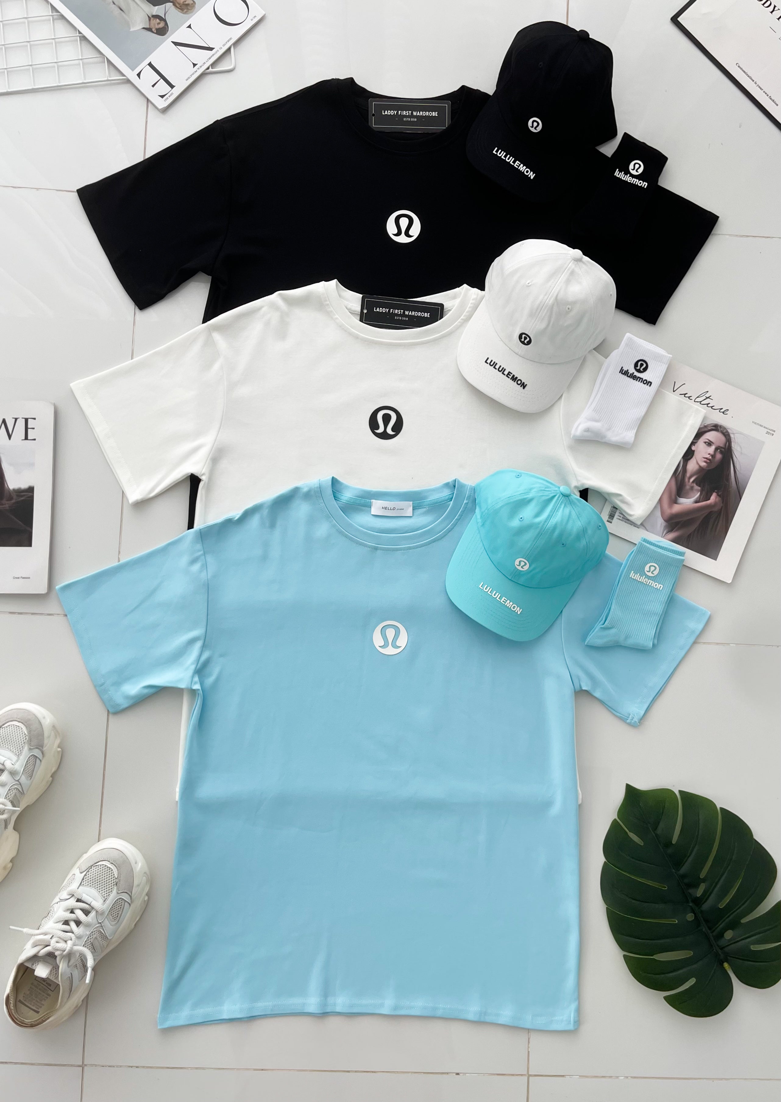 【O1167】高品质三件套男女同款纯棉Oversized 潮流时尚上衣 ❤️❤️ 上衣👕➕帽子🧢➕袜子🧦