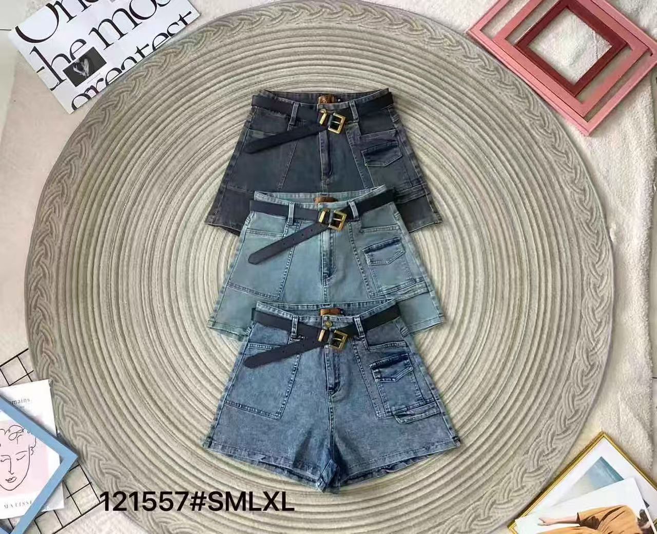 【S121557】高品质洗水牛仔高腰百搭短裤搭配腰带，有口袋 ❤️❤️