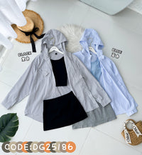 【SS25186】*强力推荐款＊高品质韩版三件套 , 衬衫连帽外套 ➕ 厚棉背心 ➕百搭裤裙 ❤️ 【D-R1-C4】