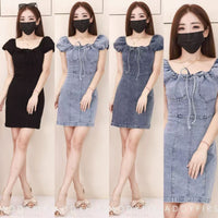 【D7113】高品质COTTON JEANS极简简约雪花牛仔连身裙子 ❤❤【B-R1-C5】