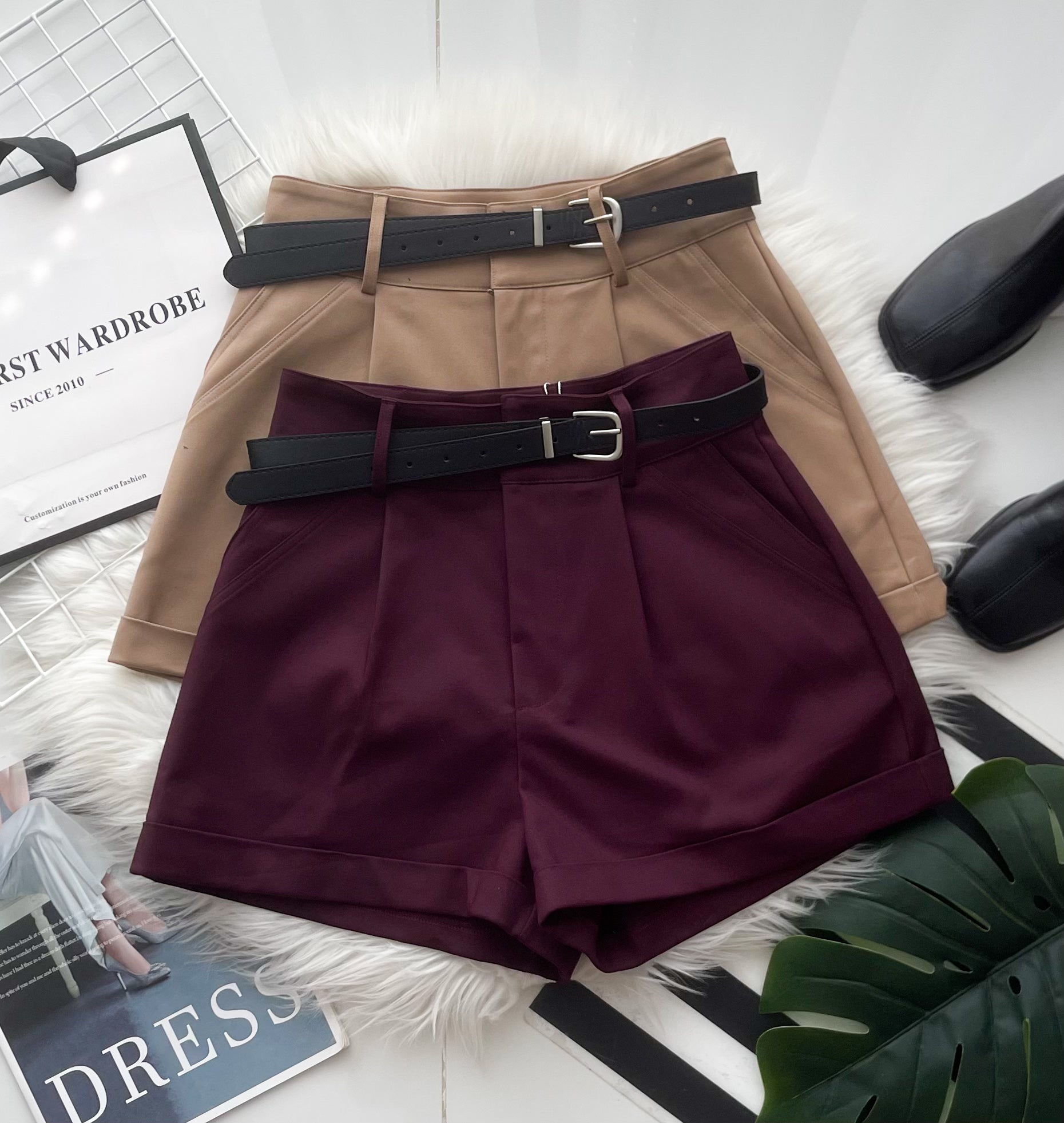 【S6961】高品质简约时尚西装垂感高腰显瘦百搭短裤，搭配附送腰带，有口袋 ❤️❤️