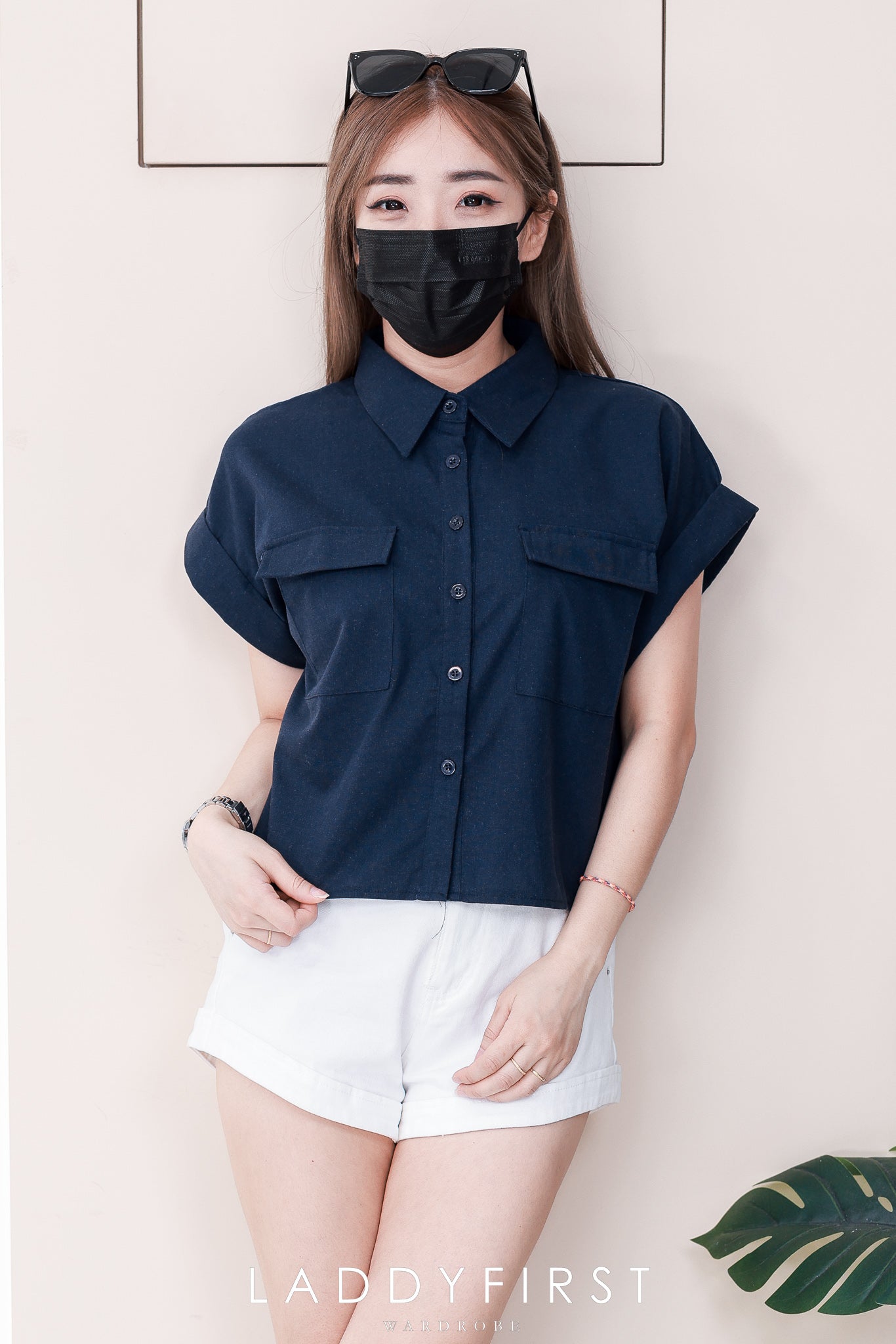 【T82600】高品质polo翻领宽松版棉麻衬衫短袖简约百搭上衣，有口袋 ❤❤