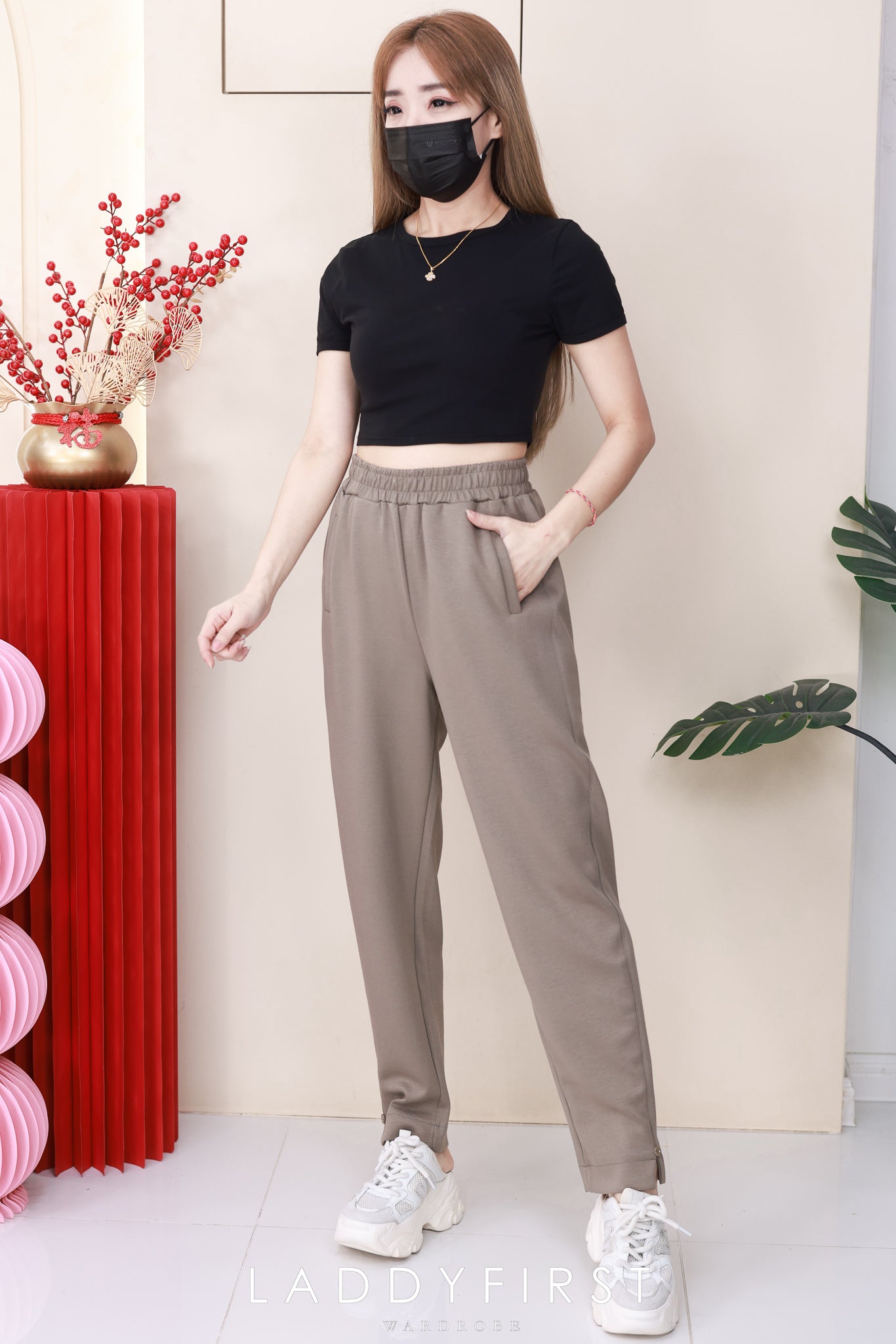 【L1191-1】⚡补货预订款⚡高品质空气棉松紧腰弹力运动休闲长裤，有口袋 ❤️❤️