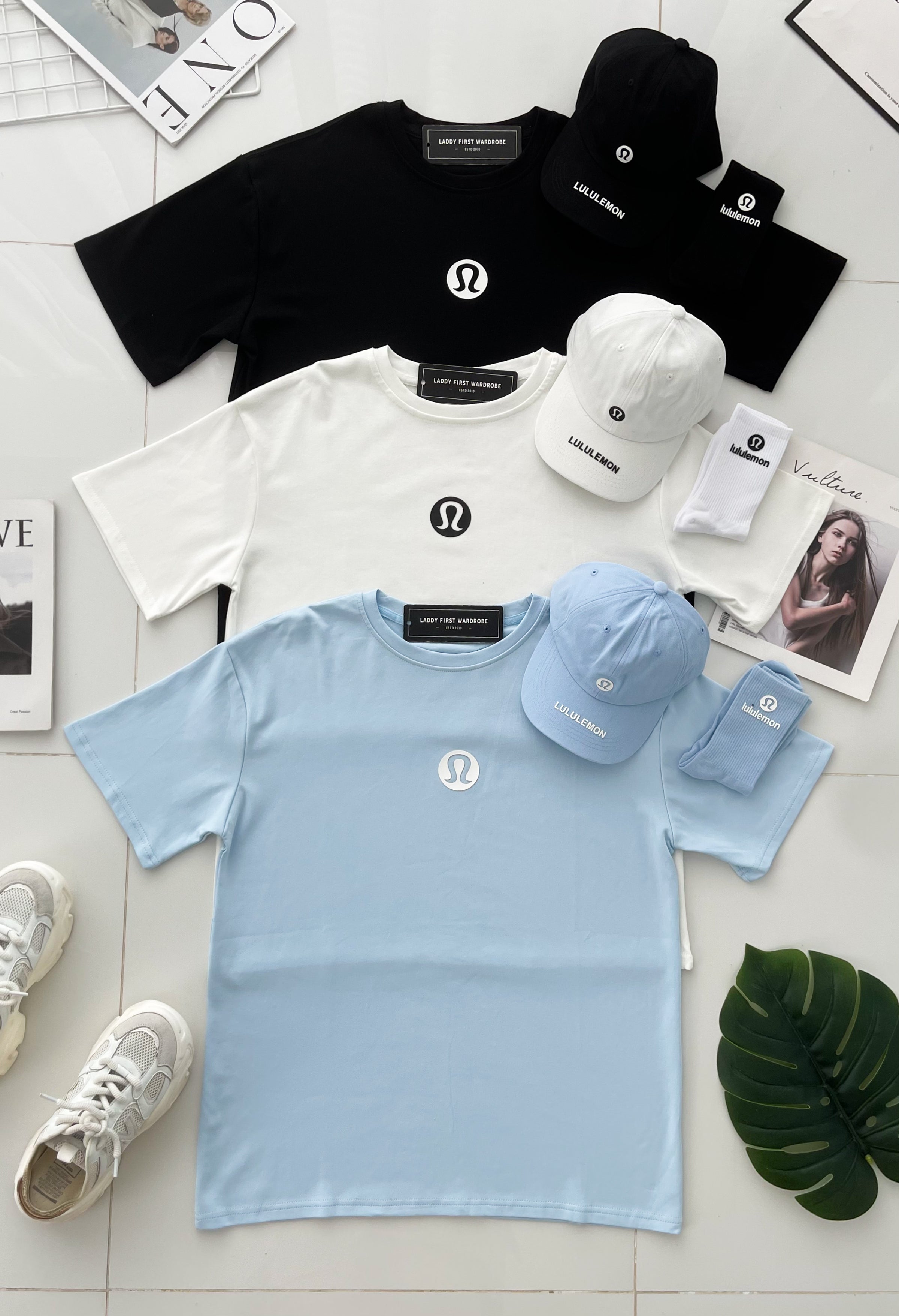 【O1167】高品质三件套男女同款纯棉Oversized 潮流时尚上衣 ❤️❤️ 上衣👕➕帽子🧢➕袜子🧦【A-RU11】