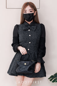 【D81620 / 37392】高品质高端洋气甜美蝴蝶结设计小香风连身裙子，内层有里布短裤❤️❤️ 【B-R1-C4】