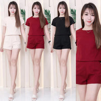 【SS8229971】【LFW独家小圆饼】高品质两件式西装时尚套装 圆领短袖百搭上衣➕西装高腰百搭短裤，有口袋 ❤️❤️ 【E-R2-C2】