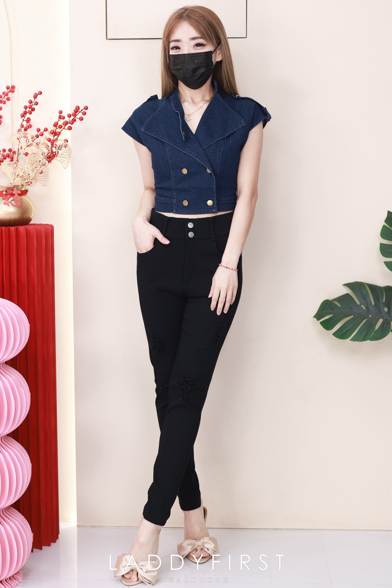 【JK520265】高品质气质出袖COTTON JEANS牛仔百搭上衣 ❤❤