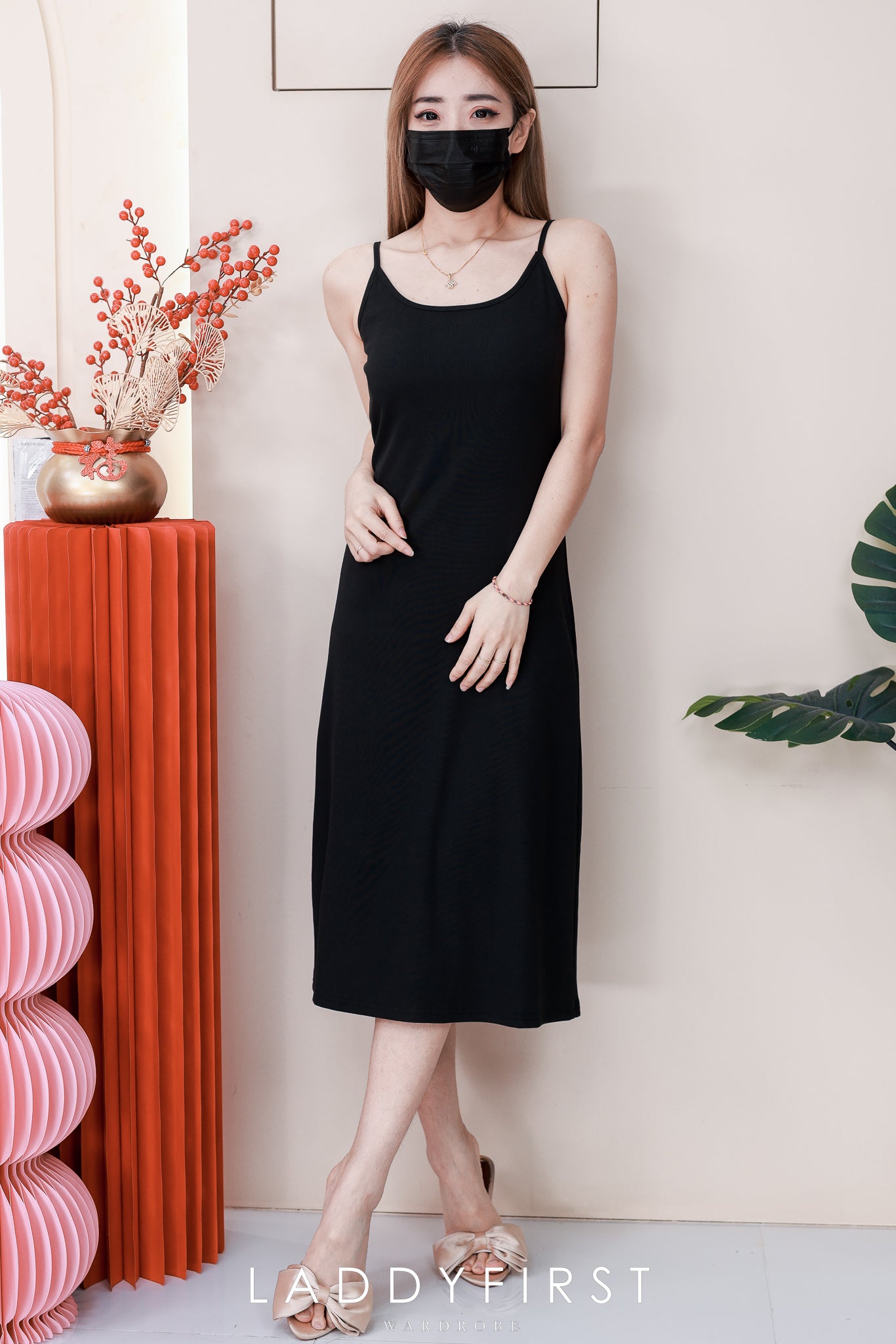 【D82702】高品质带胸垫自调无袖肩带螺纹弹力慵懒休闲风百搭连身裙子 ❤❤