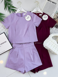 【SS8229971】【LFW独家小圆饼】高品质两件式西装时尚套装 圆领短袖百搭上衣➕西装高腰百搭短裤，有口袋 ❤️❤️ 【E-R2-C2】