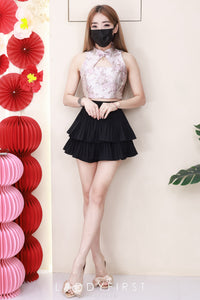 【S68135】【LFW独家小圆饼】【直播间搭配】双层蛋糕百褶荷叶边高腰显瘦西装裙子，内层防走光短裤 ❤️❤️ 【C-R3-C5】