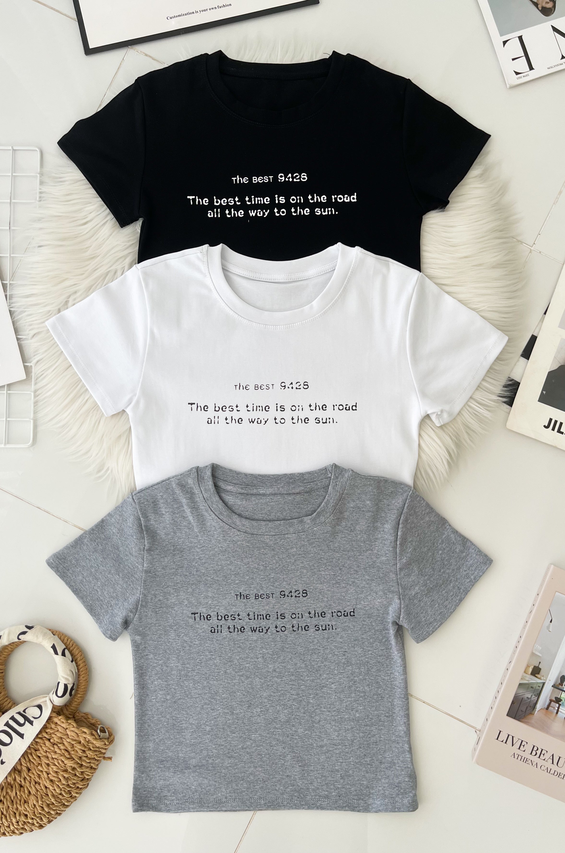 【T9017】高品质印图字母纯棉弹力圆领短袖日常简约休闲百搭上衣 ❤️