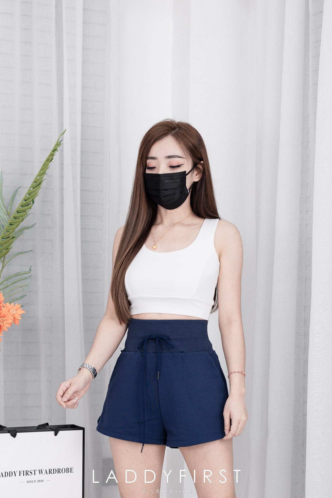 【S80108】卫衣棉质松紧腰高腰休闲短裤，有口袋