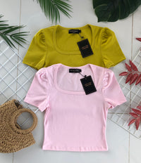 【T3329】独家爆款方领短袖纯棉弹力简约休闲百搭上衣 ❤️❤️ 【A-R3-C2】