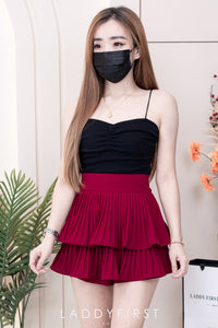 【S68135】【LFW独家小圆饼】【直播间搭配】双层蛋糕百褶荷叶边高腰显瘦西装裙子，内层防走光短裤 ❤️❤️ 【C-R3-C5】