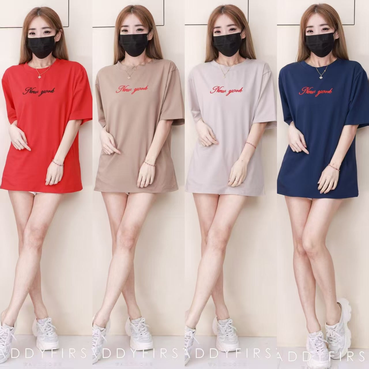 【T82997】高品质New york 刺绣宽松纯棉日常oversized百搭上衣 ❤❤ 【B-R1-C6】