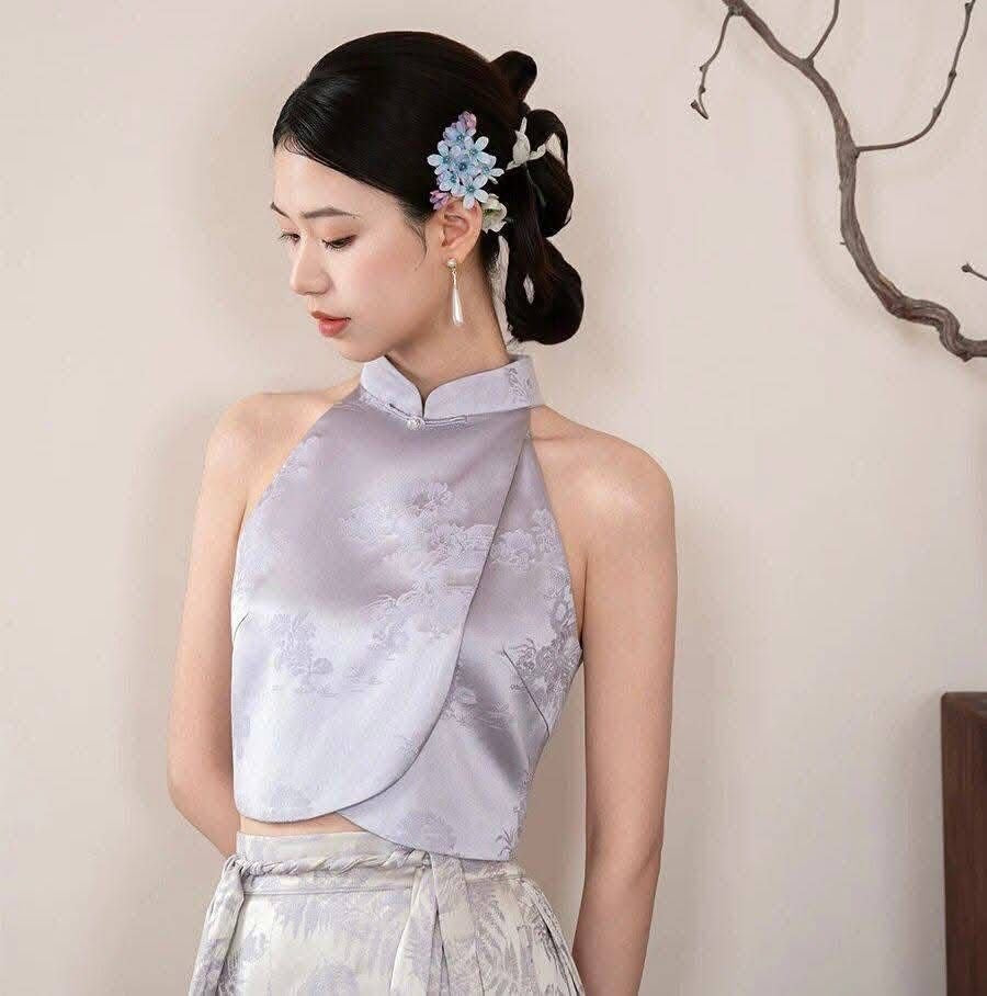 【T23186】高品质新中式国风提花CUT IN旗袍上衣 ❤❤