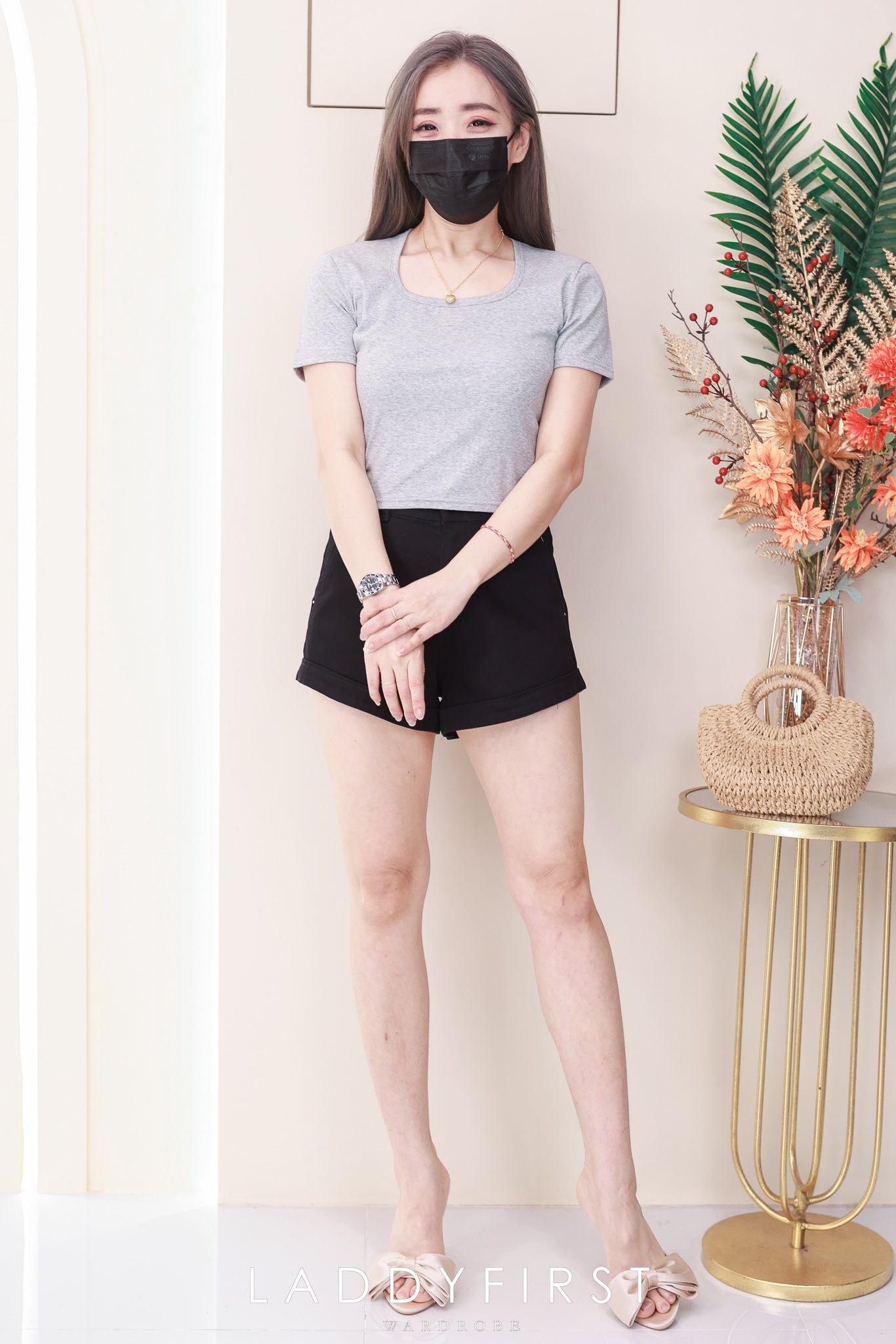 【T82309】高品质U领短袖纯棉SEPTEMBER弹力休闲百搭上衣 ❤️❤️ 【A-R1-C5】