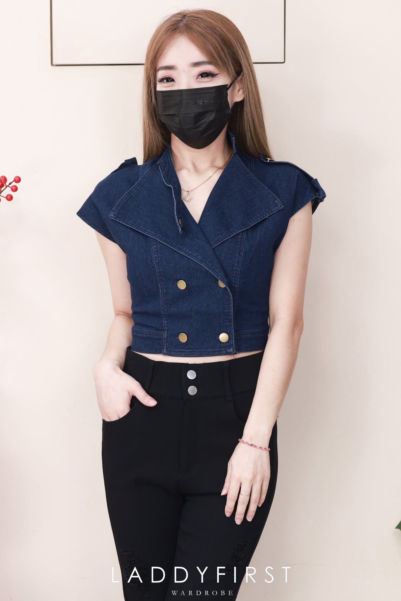 【JK520265】高品质气质出袖COTTON JEANS牛仔百搭上衣 ❤❤