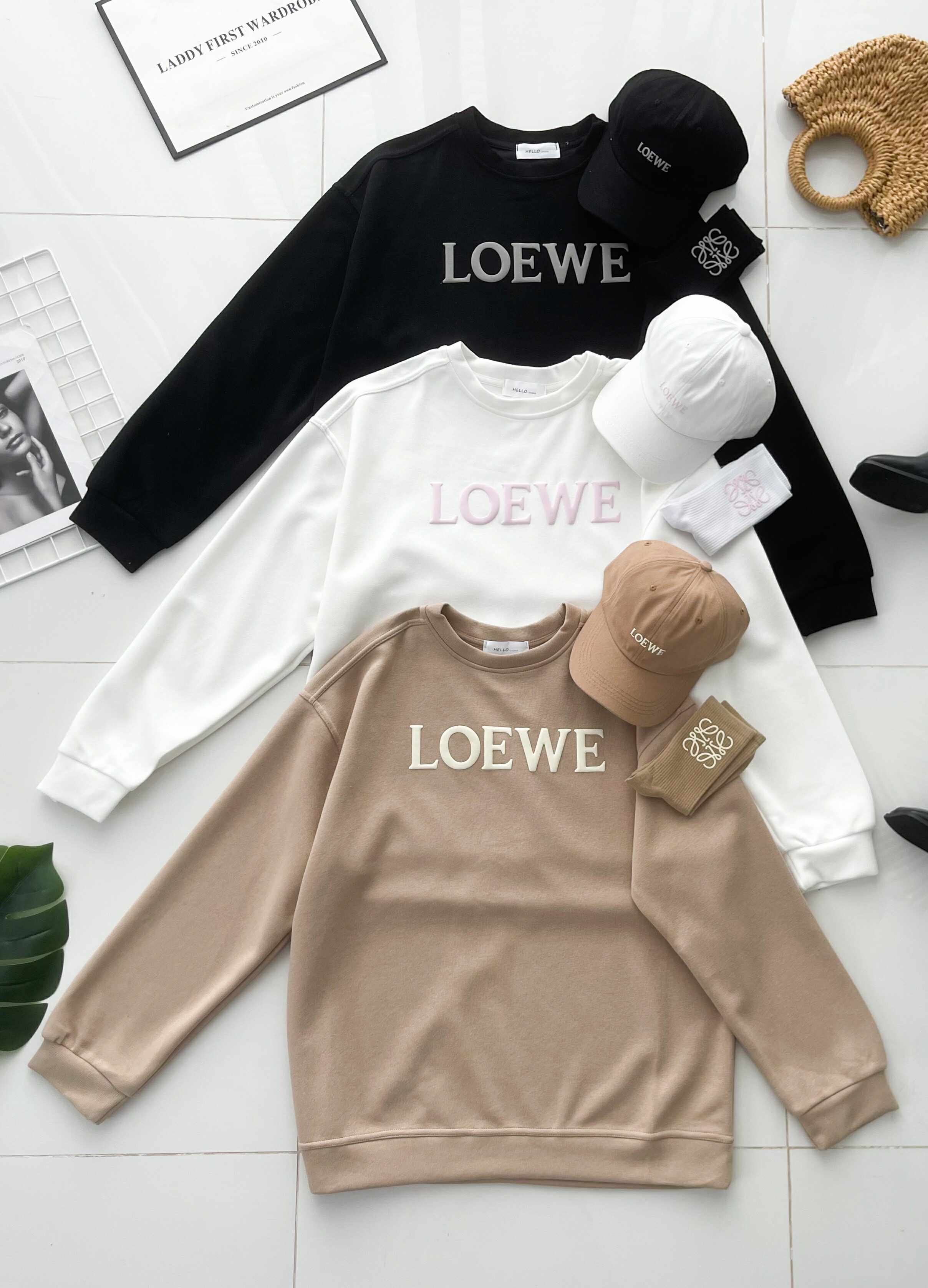 【O80222】高品质三件套男女同款厚实卫衣棉Oversized 潮流时尚长袖上衣 ❤️❤️ 上衣👕➕帽子🧢➕袜子🧦