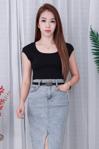 【T3475】LFW独家爆款高品质大U领纯棉弹力简约百搭出袖上衣 ❤❤ 【B-R2-C2】