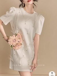 【D8808】🌟现货🌟高品质羽毛水钻时尚甜美连身裙子 ❤️❤️【A-R1-C5】