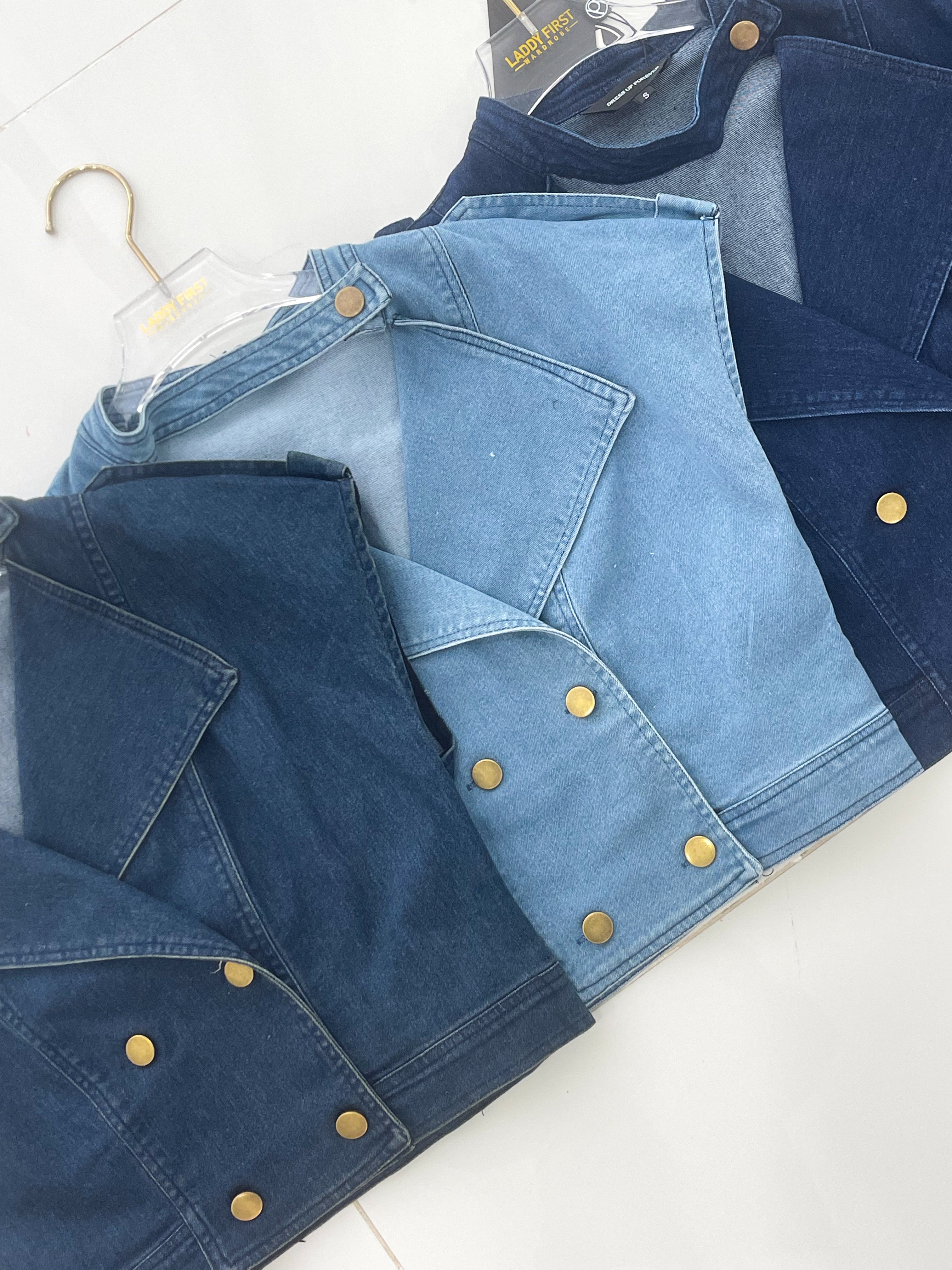 【JK520265】高品质气质出袖COTTON JEANS牛仔百搭上衣 ❤❤