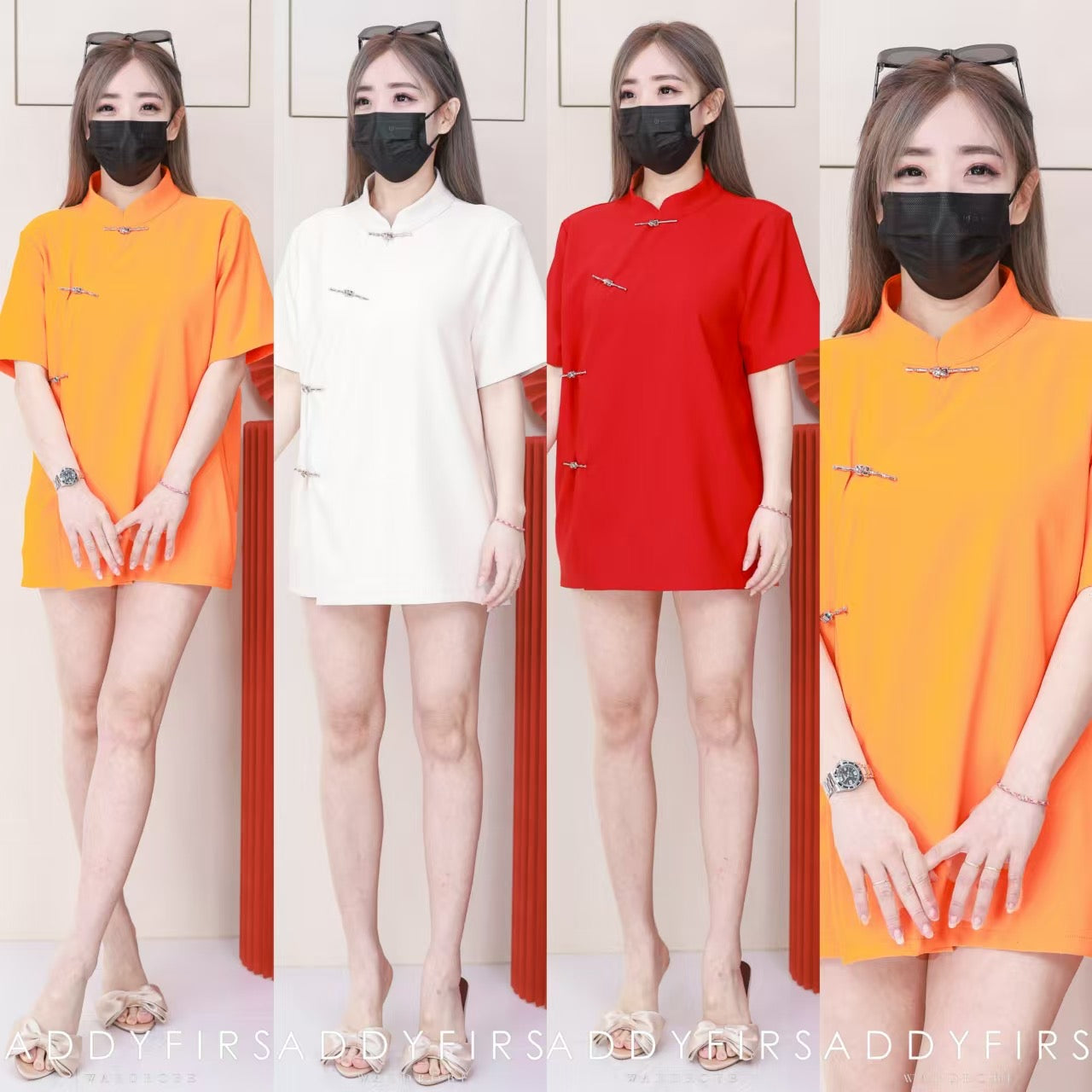 【T3482】【LFW独家小圆饼】高品质男女同款西装短袖金属盘扣唐装旗袍上衣，有口袋 ❤️❤️