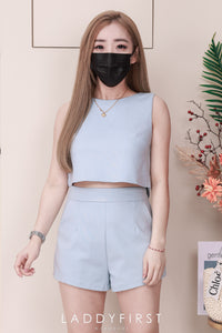 【SS3445】【LFW独家小圆饼】高品质两件式简约百搭短西装时尚套装 无袖西装百搭上衣,后中拉链➕万能西装高腰百搭短裤，有口袋 ❤️❤️ 【E-R2-C2】