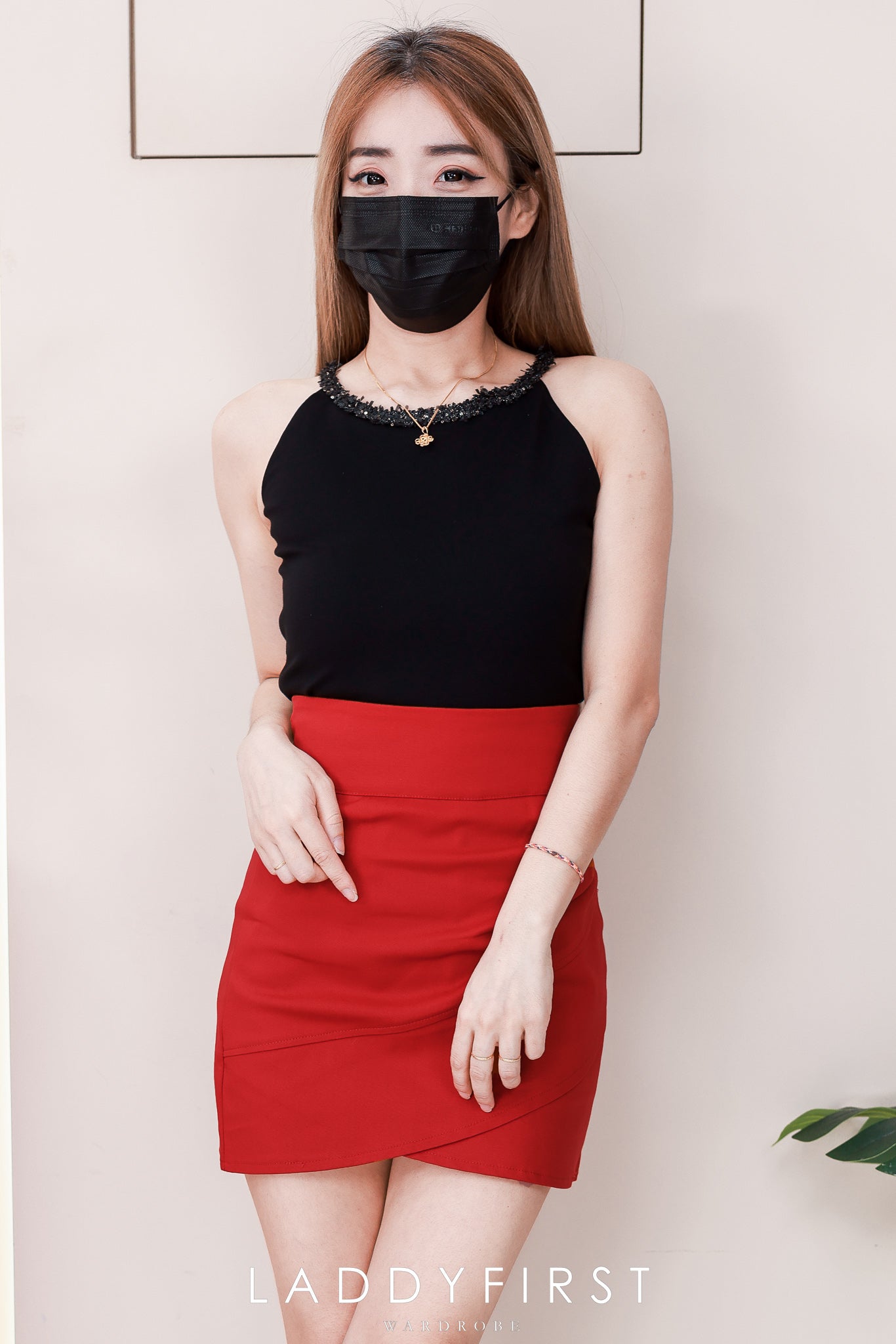 【S7112】LFW独家爆款高品质皱褶修腰显瘦A字西装高腰百搭裙子，前后裙子内有里布裤子  ❤️❤️ 【C-R1-C3】