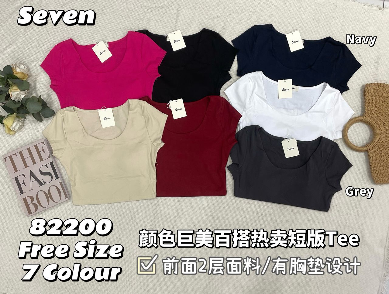 【T82200】高品质前双后单纯棉弹力带胸垫短版上衣 ❤❤