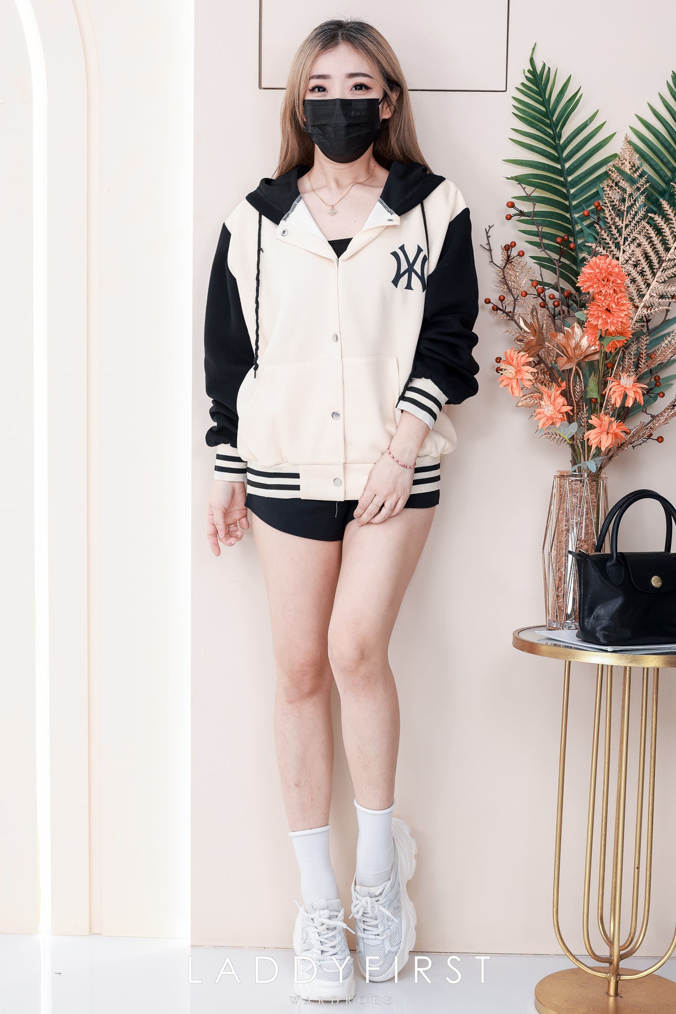 【JK805】高品质气质感撞色系NY连帽长袖卫衣，按扭设计有口袋 ❤❤